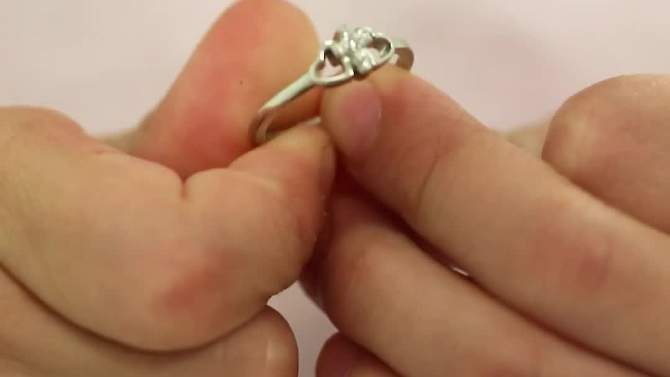 Girl's Cross & Heart CZ Sterling Silver Ring - In Season Jewelry, 2 of 7, play video