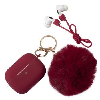 Furbulous Collection 3-in-1 Thick Silicone TPU Case with Fur Ball Ornament Key Chain and Strap and for AirPods Pro 2 2022 - Lavender