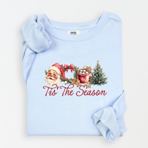 Tis' The Season Watercolor - Women's Lightweight Garment Dyed Sweatshirt - 1 of 4