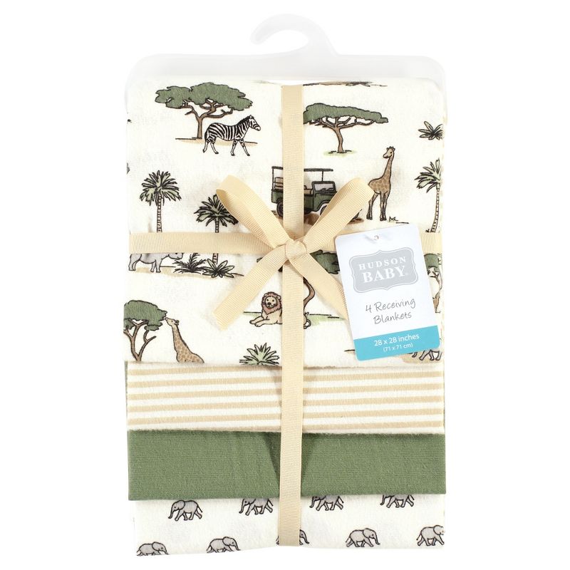 Hudson Baby Cotton Flannel Receiving Blankets, Going On Safari, One Size, 2 of 7