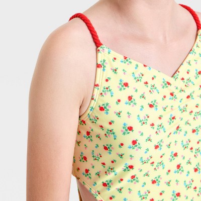 Art Class Girls' Flower Bouquet Toss One Piece Swimsuit - art class™ Yellow L — фото 3