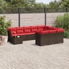 vidaXL 11 Piece Patio Sofa Set with Cushions Brown and Red Poly Rattan - 2 of 4