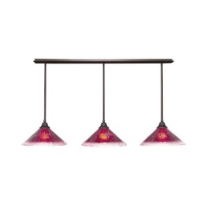 Toltec Lighting Stem 3 - Light Chandelier in  Dark Granite with 16" Raspberry Crystal Shade - 1 of 1
