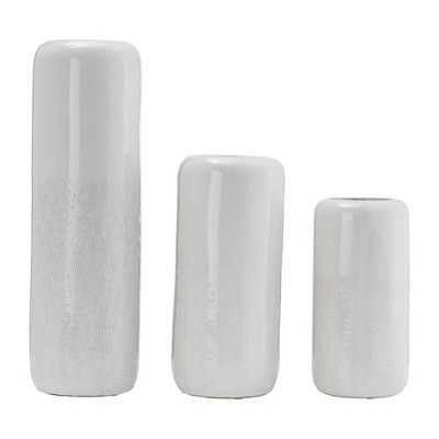 Black Grooved Ceramic Table Vase, 18-inch