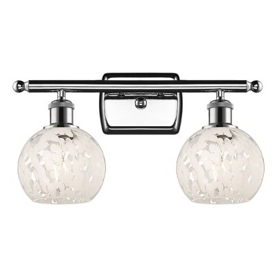 White Mouchette - 2 Light Bath Vanity In Modern Style-9 Inches Tall and 16 Inches Wide
