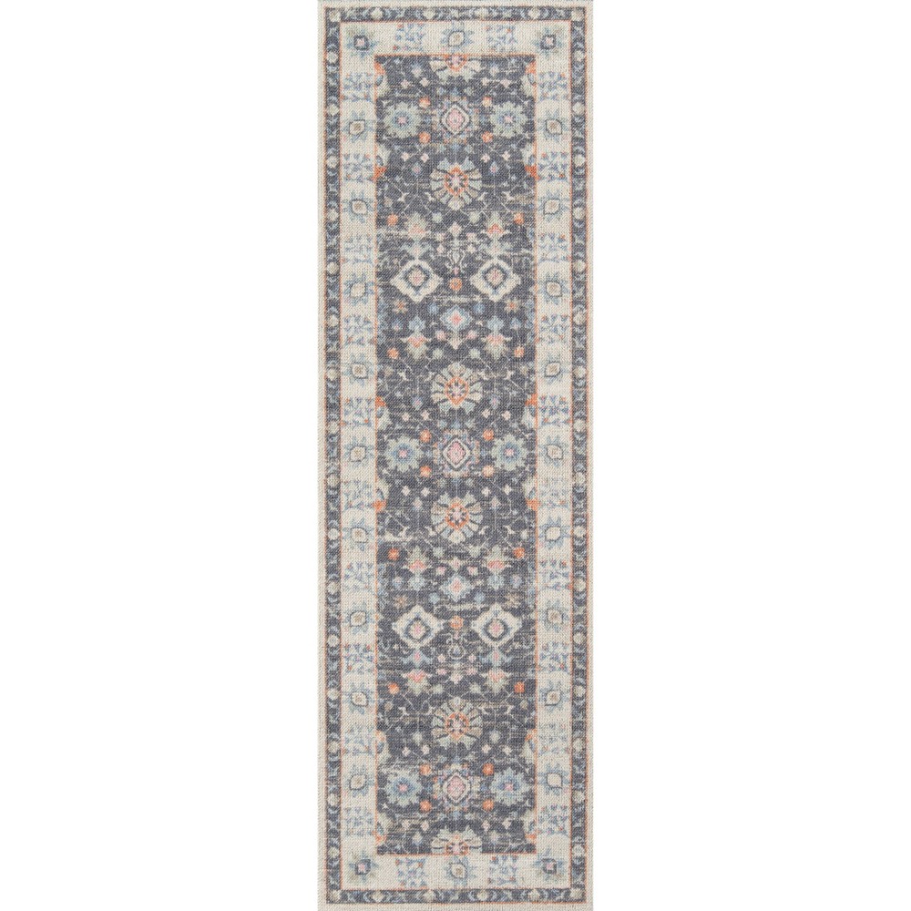 Photos - Area Rug Momeni 2'3"x7'6" Anatolia Mae Medallion Machine Loomed Runner Rug Charcoal Gray: Wool & Nylon, Low Pile, Indoor Use 