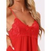 cheibear Women's V-neck Lace Adjustable Strap A-line Nightgowns - 4 of 4