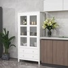 HOMCOM 63" Kitchen Pantry, Freestanding Storage Cabinet with 3-Tier Shelves, 2 Drawers, Glass Doors and Soft Close Hinges for Living Room, White - 2 of 4