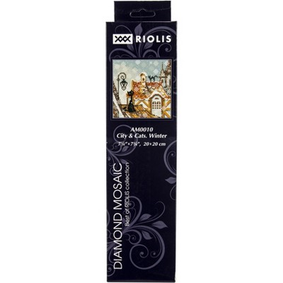 RIOLIS Diamond Mosaic Embroidery Kit 7.75"X7.75"-City & Cats Winter