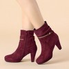 Allegra K Women's Round Toe Ankle Zip Platform High Heel Mid Calf Boots - 2 of 4