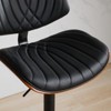 INFURNIC Counter and Bar Stools Faux Leather Swivel Bar Chair with Walnut Bentwood for Kitchen , Black PU, 20"*19.4"*46.2" - 4 of 4