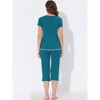 cheibear Women's Round Neck Loungewear with Capri Pants Pajama Set - 4 of 4