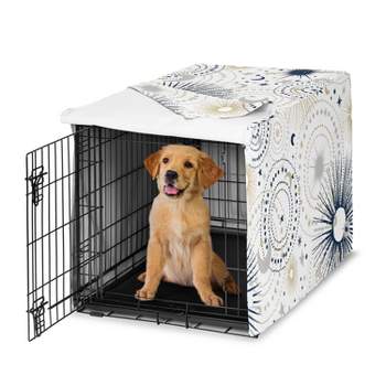 Sweet Jojo Designs Dog Crate Kennel Cover 36in. Celestial Blue Gold and Grey