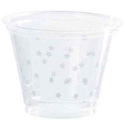 Juvale 200-Pack 9 oz Clear Disposable Plastic Cups Party Supplies, Silver Star