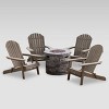 Maison 5pc Acacia Wood and Light Weight Concrete Adirondack Chair and Fire Pit Set - Gray - Christopher Knight Home - 2 of 4