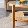 CENGHU Modern Simple Round Double-Layer Coffee Table, Solid Wood Glass Desktop Tea Table Rattan Woven, Side Table for Living Room, Natural - 3 of 4