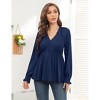 YESFASHION Women's Summer Shirt V Neck Puff Long Sleeve Blouses Ruffle flowy Shirt for Women - 2 of 4