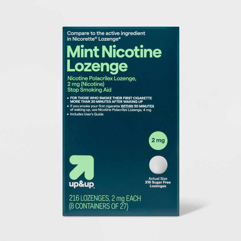 Nicotine 2mg Lozenge Stop Smoking Aid - Mint - up & up™, 1 of 7