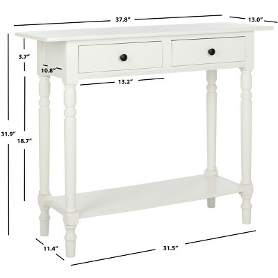 Transitional White Wood 2-Drawer Rectangular Console Table