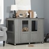 PawHut Dog Crate Furniture, Wooden End Table Furniture with Lockable Magnetic Doors, Extra Large Size Pet Kennel Indoor Animal Cage, Gray - 2 of 4
