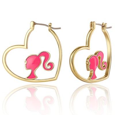 Barbie Head Silhouette Heart Hoop Earring