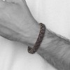 Black Bow Jewelry 11.5mm Stainless Steel Textured Black & Brown Leather Bracelet, 8 Inch - 3 of 4
