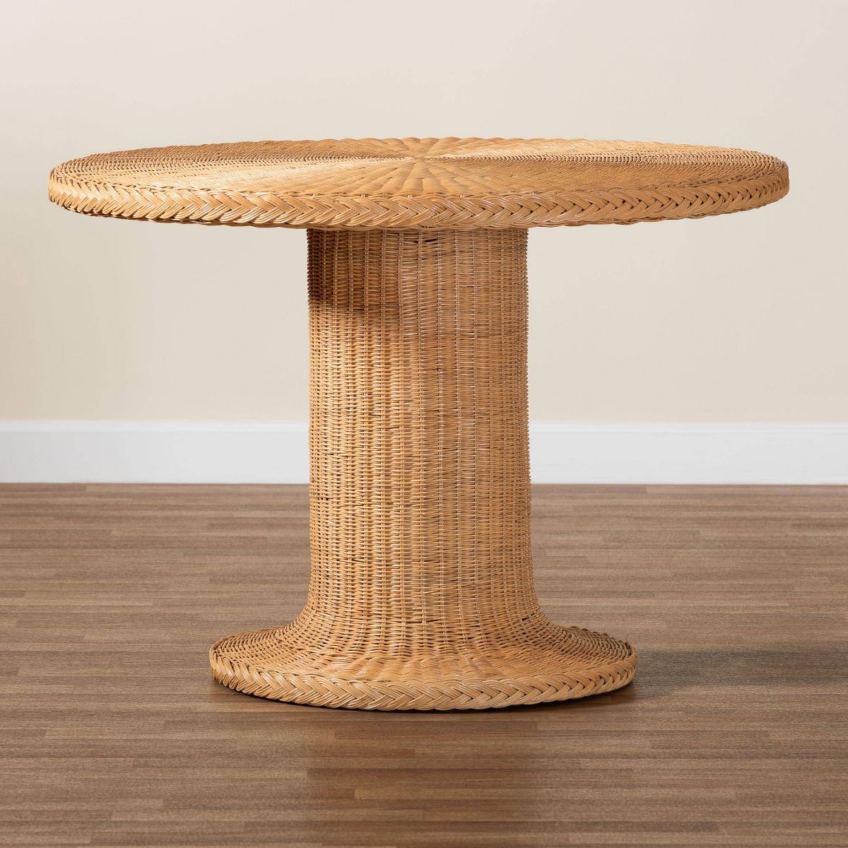 bali & pari Farrow Bohemian Braided Rattan Dining Table Light Honey - thumbnail 8