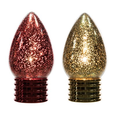 Transpac Artificial 9 in. Multicolor Christmas Light Up Vintage Style Bulb Decor 2
