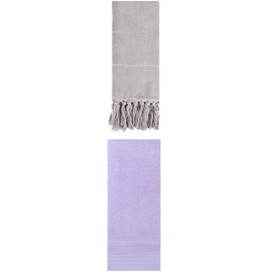 REGALWOVEN 2 Packs Striped and Tassels Hand Towels for Bathroom 14" x 30" - 1 of 4