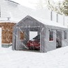 Whizmax Heavy Duty Steel Outdoor Carport,Storage Boat Shed Canopy Garage Car Shelter With 4 Window Sidewalls And 4 Doors - 2 of 4