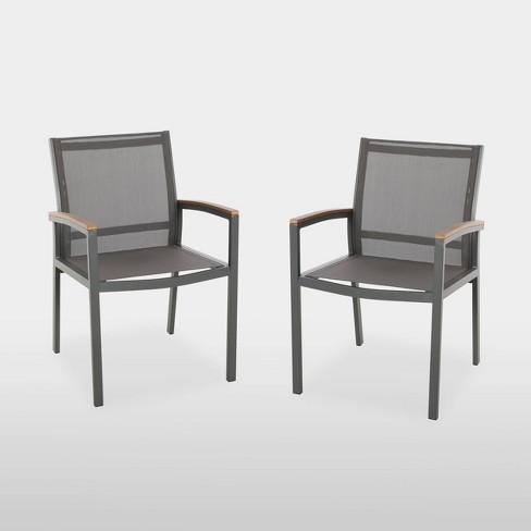 Luton 2pk Mesh And Aluminum Dining, Mesh Patio Chairs Target