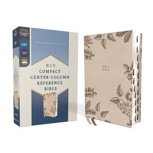 Niv, Compact Center-Column Reference Bible, Leathersoft, Stone, Red Letter, Thumb Indexed, Comfort Print - by  Zondervan (Leather Bound) - 1 of 1