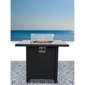 30" Powder-Coated Metal Fire Pit with Smoked Glass Lid - 1 of 1
