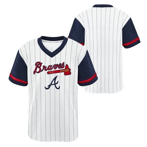 MLB Atlanta Braves Boys' White Pinstripe Pullover Jersey - XS
