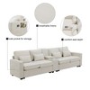 CAVINAS 114.2" Modern Sofa Couch, Linen Fabric Upholstered Sofa with Console, 2 Cupholders & 2 USB Ports Wired or Wirelessly Charged - 4 of 4