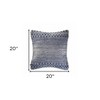 HomeRoots 20" X 20" Blue And Ivory 100% Cotton Chevron Zippered Pillow - 3 of 4