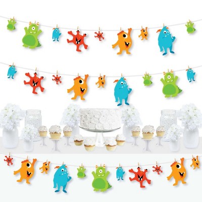 Big Dot of Happiness Monster Bash - Little Monster Birthday Party or Baby Shower DIY Decorations - Clothespin Garland Banner - 44 Pieces