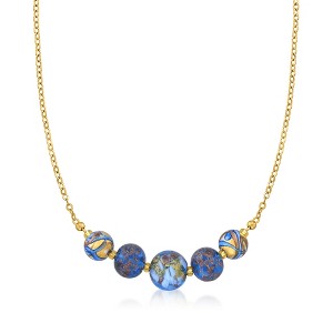 Ross-Simons Italian Multicolored Murano Glass Bead Necklace in 18kt Yellow Gold Over Sterling Size 18 - 1 of 4