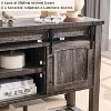 Console Table with 2 Sliding Arch Doors, Farmhouse Entryway Table w/ 3-Tier Storage Shelves, Rustic Sofa Table, Side Table for Living Room - 3 of 4