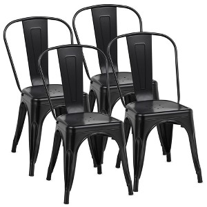 COMHOMA Metal Dining Chair Set of 4, Industrial Modern Bistro Stackable Chairs Indoor Outdoor - 1 of 4