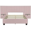 NicBex Queen Size Upholstered Platform Bed Frame with Oversized Velvet Headboard,Solid Wood Slats Support,No Box Spring Needed,Easy Assembly,Pink - 4 of 4