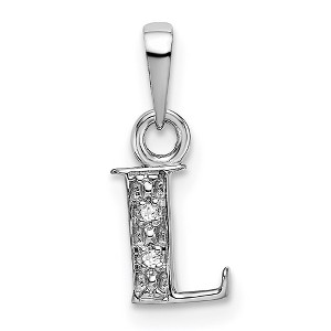 Black Bow Jewelry The Chloe Mini Diamond Accent Initial L Pendant in 14k White Gold - 1 of 4