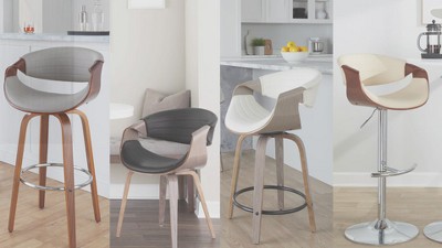 Symphony Adjustable Walnut and Cream Swivel Bar Stools, Set of 2