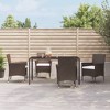 vidaXL Patio Dining Set with Cushions Outdoor Furniture Brown Poly Rattan - 59.1" Table Length 4 Piece - 2 of 4