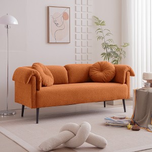 68.5" Modern Lamb Wool Upholstered Sofa With Decorative Throw Pillows for Small Spaces 4A - ModernLuxe - 1 of 4