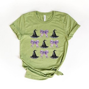 Simply Sage Market Women's Coquette Purple Bow Witch Hat Short Sleeve Graphic Tee - 1 of 4