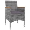 vidaXL Garden Dining Set Grey PE Rattan Medium Waterproof materials - 3 of 4