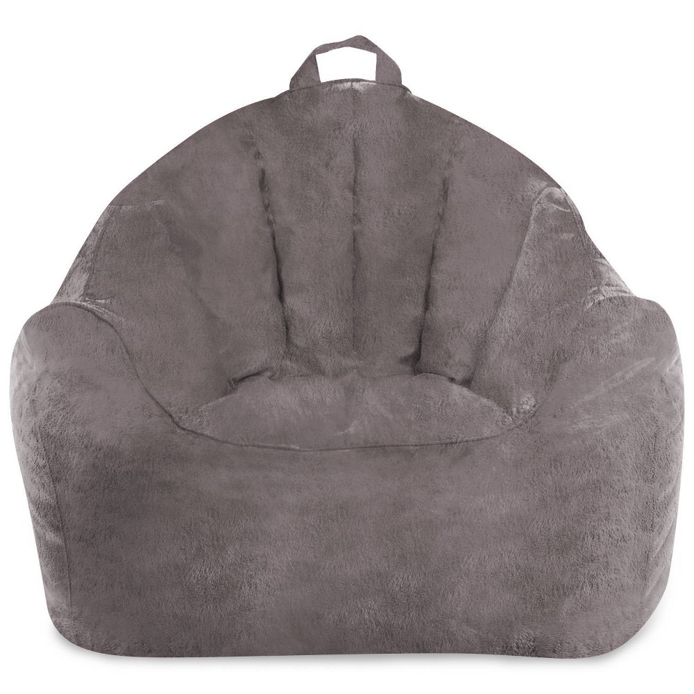 Photos - Bean Bag 29" Malibu Lounge Faux Fur  Chair Gray - Posh Creations