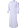 BLUEMING Men's Kaftan Robe Thobe Long Sleeve Button Down Henley Side Splits Casual Side Split Gown Shirt - 3 of 4
