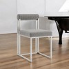 HomeRoots Set of Two Gray And Silver Upholstered Polyester Open Back Dining Side Chairs - 2 of 4